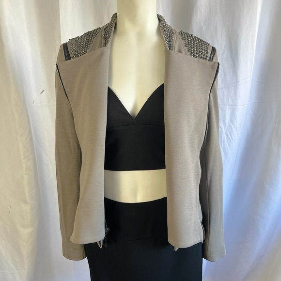 MINICUCCI X MARCANIO JACKET 2 in  1 SLEEVELESS JACKET MOTO STYLE BEADED GREEN 6 - Picture 3 of 16